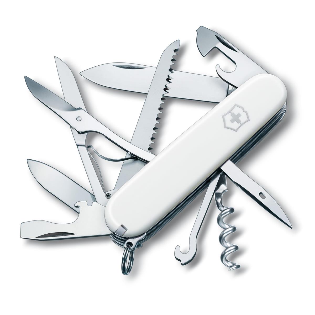 VICTORINOX(ビクトリノックス) ハントマン ホワイト スイス・アーミー ナイフ 多機能 防災グッズ 登山 ハイキング キャンプ はさみ のこぎり付き 15機能を搭載したスイス製マルチツール 小型 コンパクト 十徳 【国内正規品】 1.3713.7