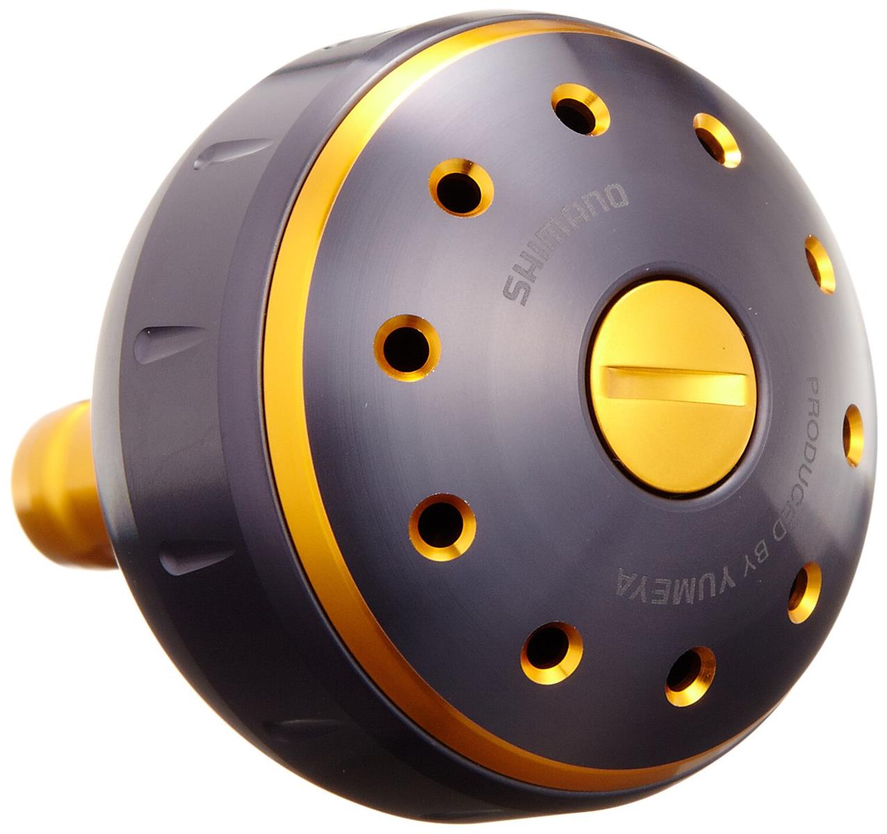シマノ(SHIMANO) リール 夢屋 アルミラウンド型 パワーハンドルノブ ブラック/ゴールド Lノブ TypeB用 26293 パーツ