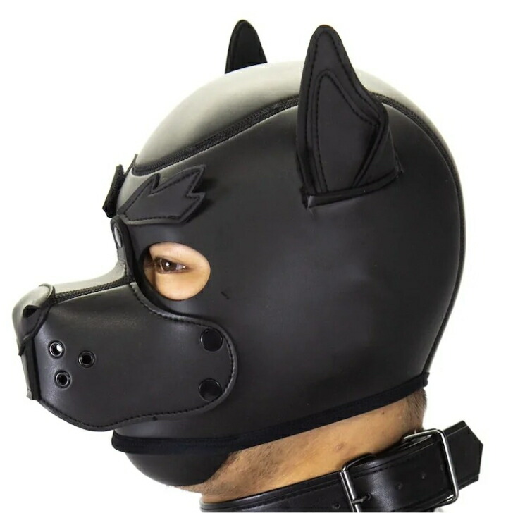 1秒で犬になれるマスクブラック×???コスプレ ヒトイヌ ペットプレイ ケモナー キグルミ|L-BASE 店