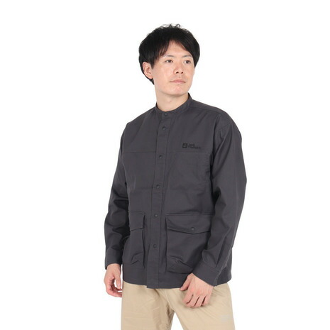 【ポイント最大10倍キャンペーン・要エントリー 4/14 20:00 - 4/17 09:59】ジャックウルフスキン（JackWolfskin）（メンズ）コットニー ノーカラーシャツジャケット A63219-6350