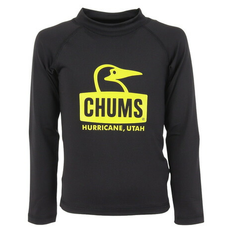 チャムス（CHUMS）（キッズ）スプラッシュブービーフェイス 長袖Tシャツ CH21-1285-K066 ブラック×ライム画像