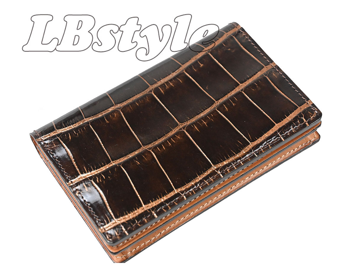 epoi GANZO 本わに革 クロコダイルレザー 名刺入れ 黒 キャリア女性  