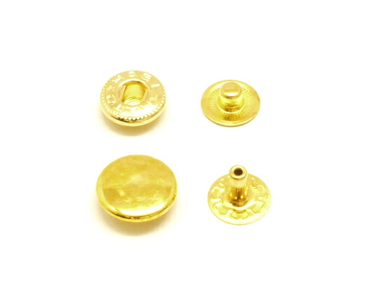 【箱売り】バネホック 中 ゴールド φ11.5mm｜足の長さ6mm 2000ヶ【送料無料】 [レザークラフトぱれっと] レザークラフトまとめ買い（業販） ホック箱売り｜レザークラフト材料専門店ぱれっと