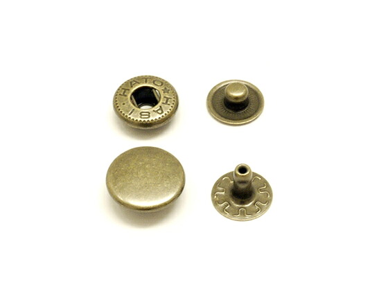 【箱売り】バネホック 中 アンティック φ11.5mm｜足の長さ6mm 2000ヶ【送料無料】 [レザークラフトぱれっと] レザークラフトまとめ買い（業販） ホック箱売り｜レザークラフト材料専門店ぱれっと