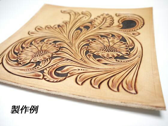 楽天市場 ロングウォレット用ダブルフラワー シェリダンカービング図案 メール便選択可 ぱれっと レザークラフト型紙 図案 カービング図案 レザークラフト材料専門店ぱれっと