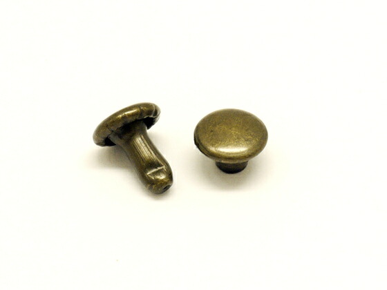 【箱売り】両面カシメ 小 アンティーク φ6mm｜足の長さ6mm 2000ヶ【送料無料】 [レザークラフトぱれっと] レザークラフトまとめ買い（業販） カシメ箱売り