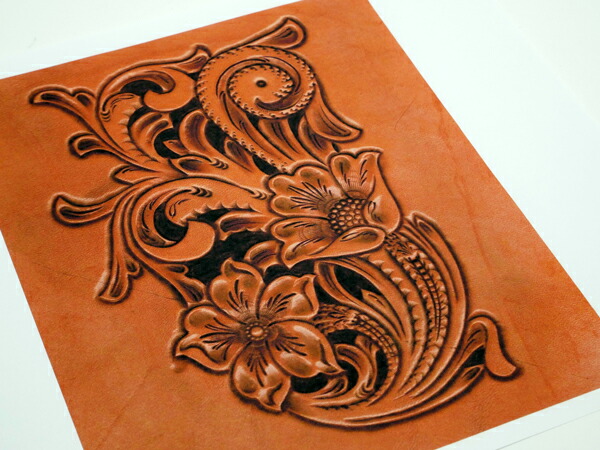 レザークラフト長財布　唐草 楽天市場】【図案】ロングウォレット両面用唐草アリゾナスタイル