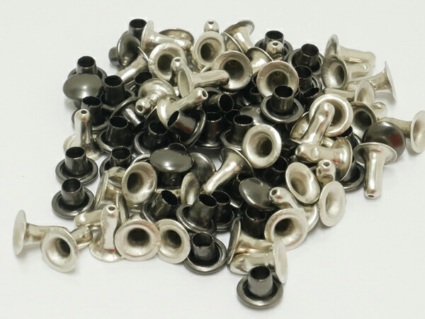【箱売り】片面カシメ 小 黒ニッケル φ6mm｜足の長さ7.0mm 2000ヶ【送料無料】 [レザークラフトぱれっと] レザークラフトまとめ買い（業販） カシメ箱売り