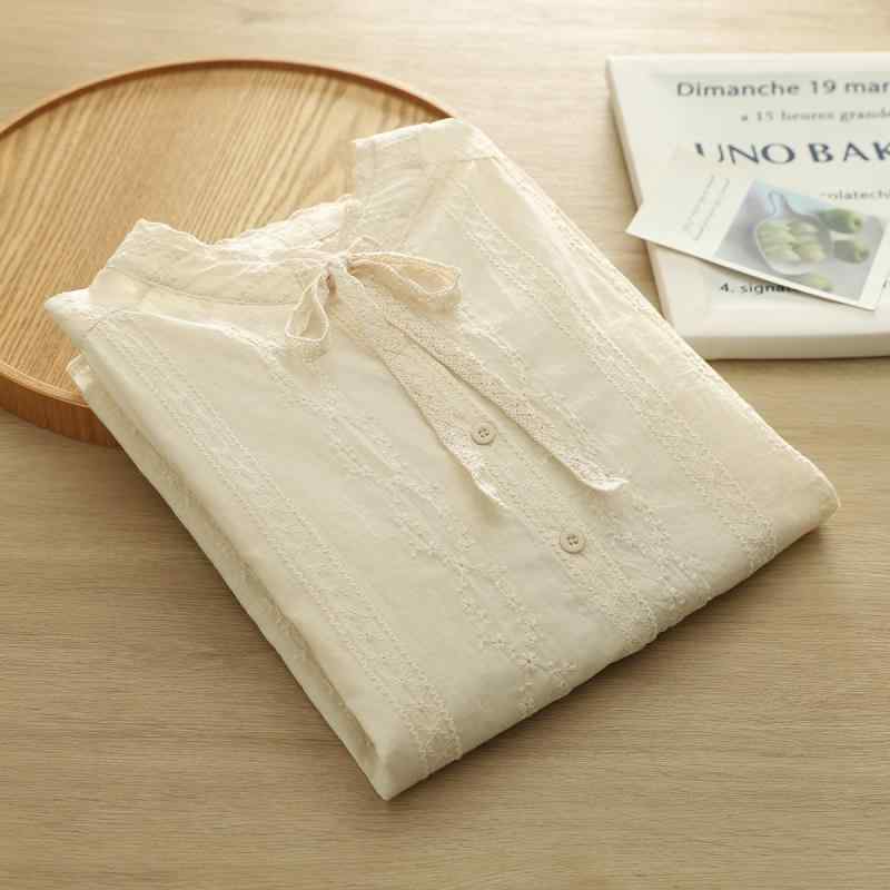 送料無料 ポイント10倍 女性用 シャツ 刺繍 レース 紐付き 春秋 通勤 トップス ブラウス 上品 デザイン
