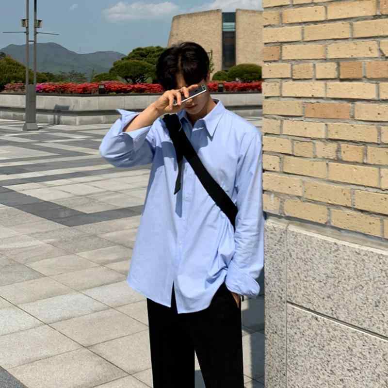 プルオーバー メンズ 長袖 ゆったり 青色 無地 心地よい 秋 韓国  普段使い走り 伸び伸びする填まる ホンブルグ帽原料品