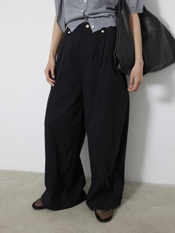 レディース ワイドレッグパンツ 夏用 ロング丈 綿素材 ドレープ感 フロア丈 カジュアル ボトムス 普段使い 軽量 吸湿速乾 ビッグシルエット 快適 ストレッチ