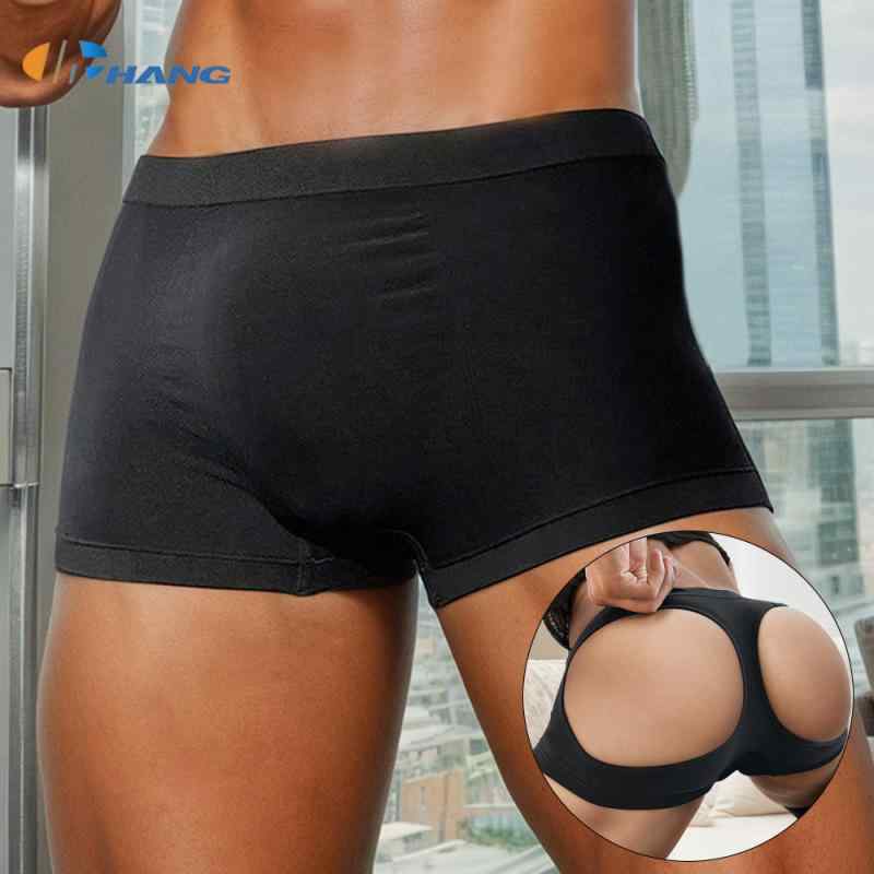 ボクサーパンツ メンズ シームレス セクシー 軽量 ブラック カットアウト ヒップアップ 四角パンツ 伸縮性 快適 フィット インナー 下着
