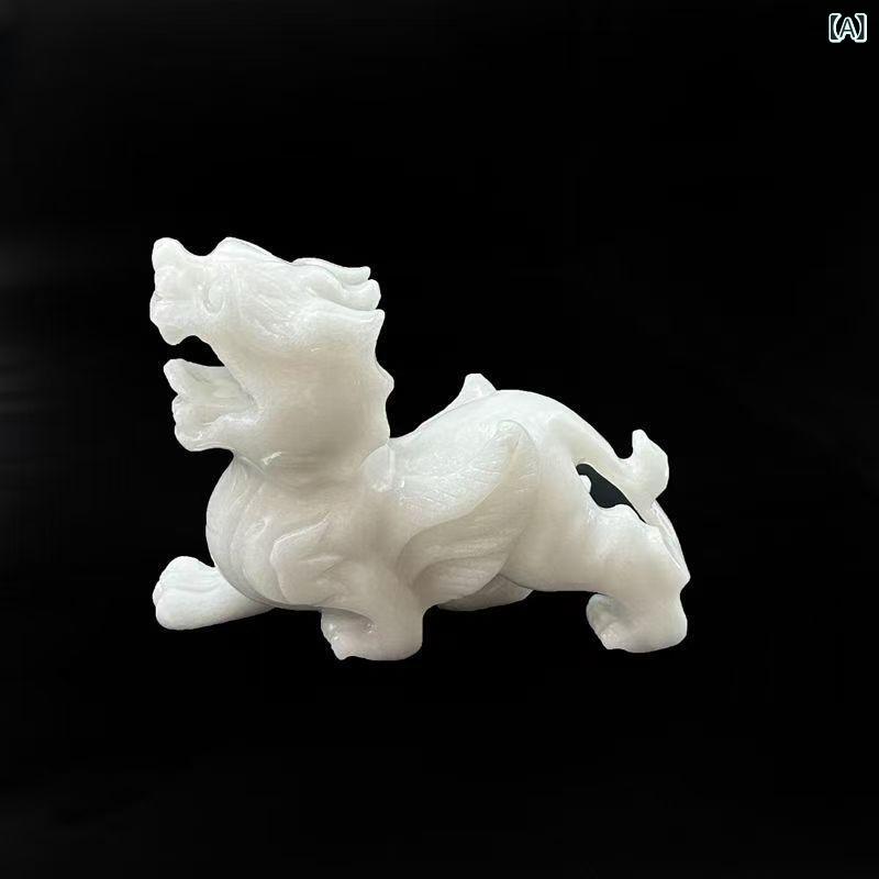置物 白大理石 ピクシー 一対 家庭用 吉祥物 財運アップ 招き財 風水 鎮宅 玉石 インテリア 居間 事務所 飾り 石 風水グッズ