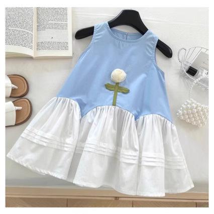 女の子用 夏 キャミワンピース プリンセススカート かわいい ローズ柄 ピンク系 フレアシルエット 軽量 通気性 吸湿速乾 日常使い コットン混