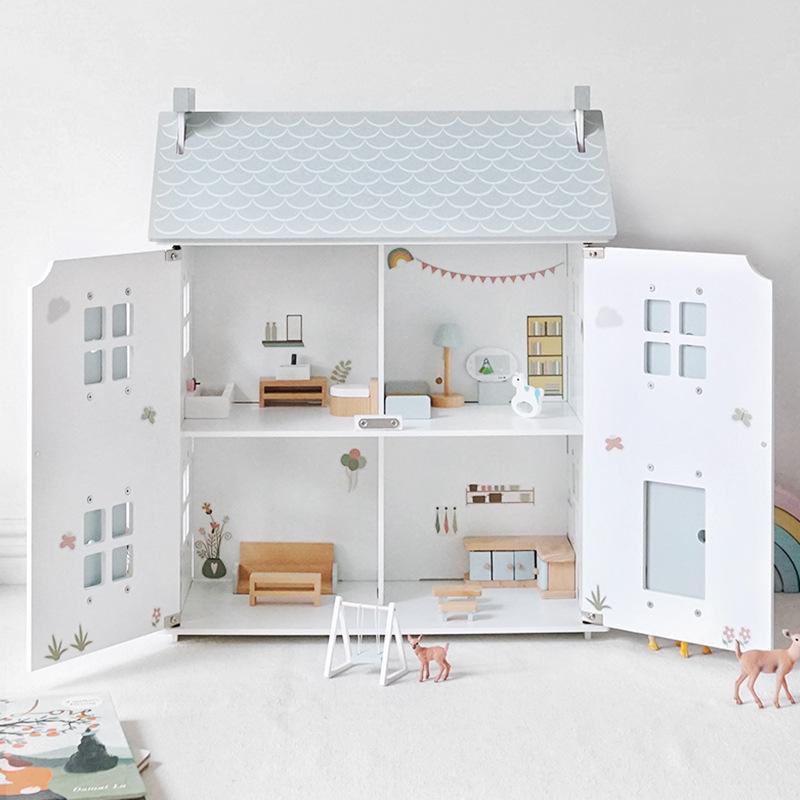 木製 ドールハウス 北欧 女の子用 子供 おままごと プリンセス ヴィラ 遊び部屋 木の家 かわいい インテリア 玩具 セット
