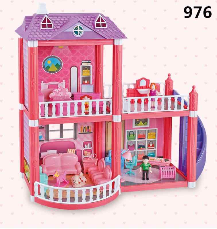 キッズ 女の子用 プリンセス城堡 ドールハウス 別荘 組み立てセット おままごと玩具 リアル かわいい ピンク系