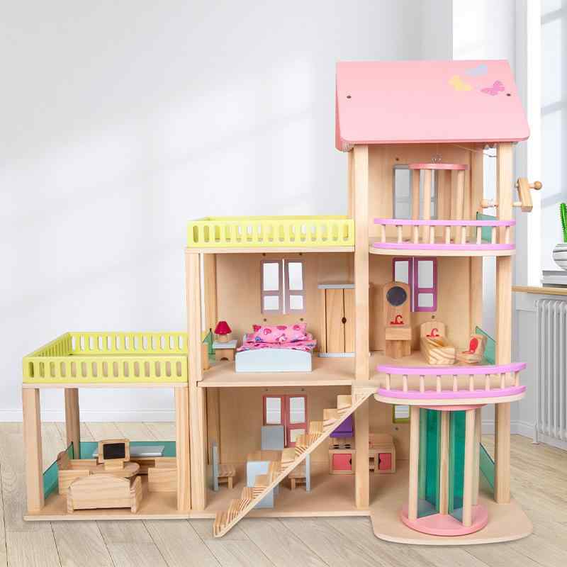 木製 人形の家 子供用 多機能 お家ごっこ セット 家具 玩具 室内遊び 教育 耐久性 安全
