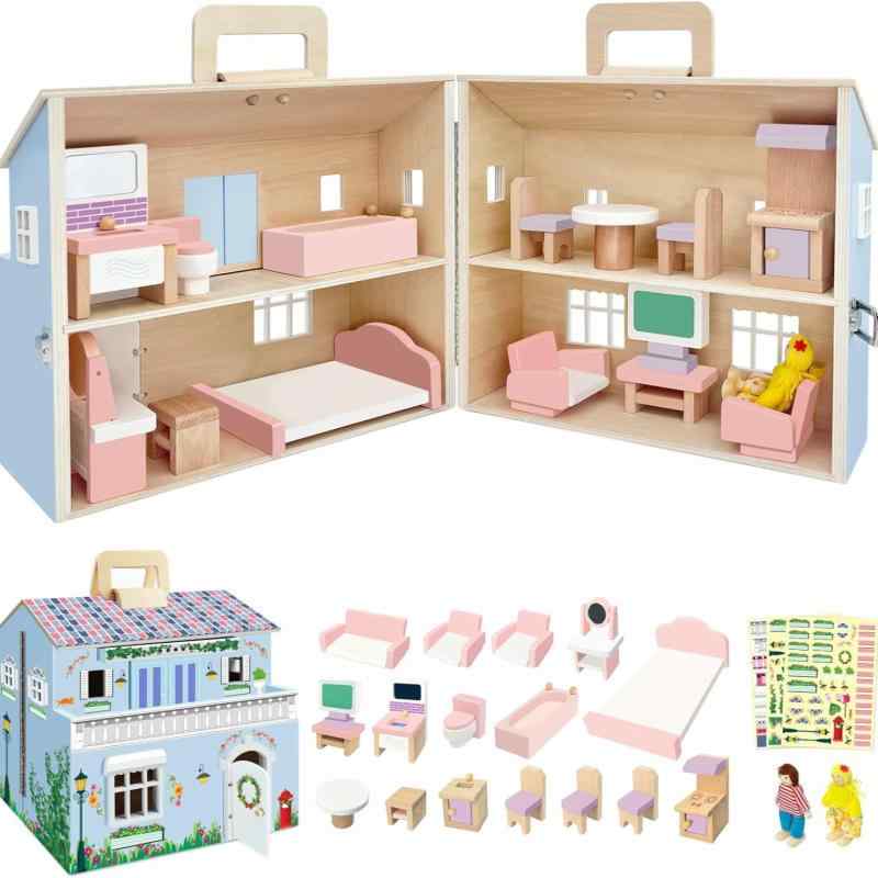 木製 ドールハウス 女の子向け 子供 おもちゃ 室内遊び かわいい 安全素材 教育玩具