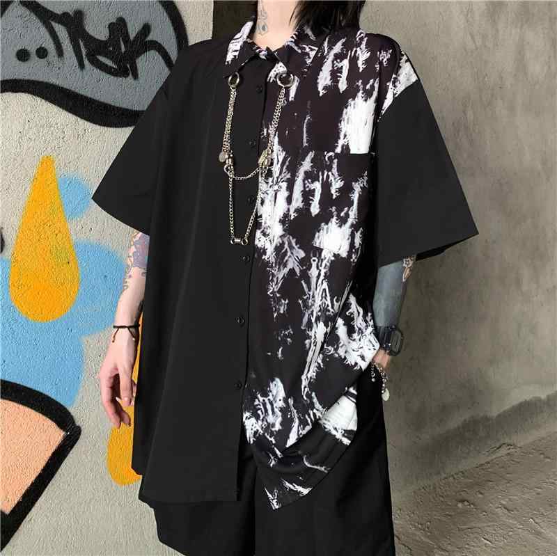 女性用 ブラック 短袖 ゆったり ブラウス 夏 カジュアル レトロ 風 トップス おしゃれ 個性的 スタイリッシュ 通気性