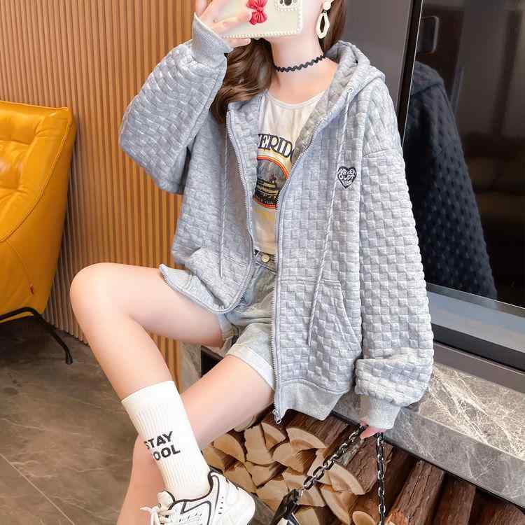 レディース フード パーカー ジップアップ ゆったり BF シルエット 春秋 薄手 ラフ スタイル カジュアル トップス 軽量 リラックス 普段使い オーバーサイズ