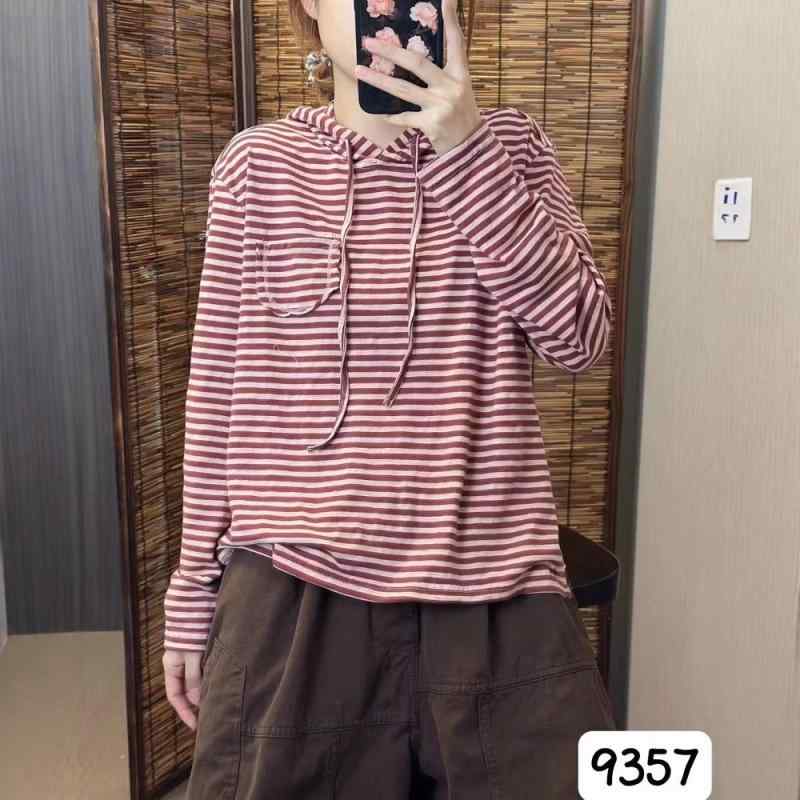 レディース 春夏 ゆったり コントラスト ストライプ フード プルオーバー Tシャツ カジュアル トップス ブラウス 日常使い コーディネート ベーシック アイテム リラックス フィット 軽量 素材 吸湿 速乾