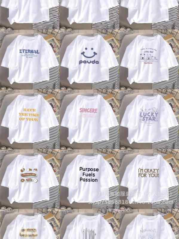 Tシャツ レディース 短袖 コットン 白 韓国 個性派 ゆったり フィット カジュアル トップス 普段使い 軽量 伸縮性