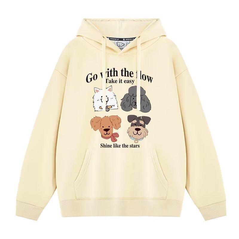 ポイント10倍 パーカー ユニセックス ゆったり 長袖 フード付き 学院風 かわいい クマ柄 秋 カジュアル トップス コーディネートしやすい 快適 コットン混 日常使い