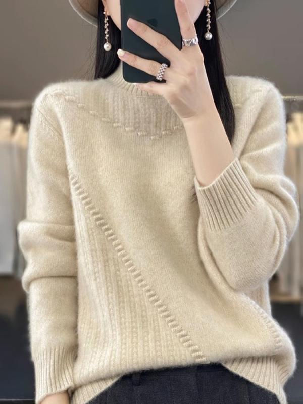 ポイント10倍 レディース ニット ハーフタートルネック 厚手 暖か ゆったり ショート丈 秋 ベーシック インナー トップス セーター ニットウェア 4,225円