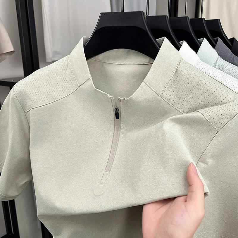 ポイント10倍 Tシャツ メンズ 夏用 軽量 アウトドア 速乾 スタンドカラー ハーフジッパー ショートスリーブ ベースレイヤー 吸湿速乾 伸縮性 動きやすい スポーツ 普段使い
