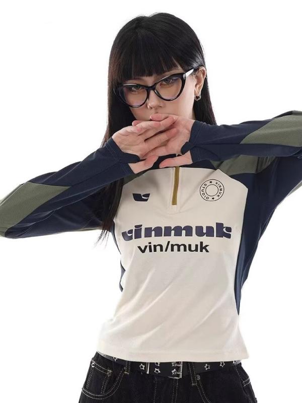 ポイント10倍 長袖 トレーニング Tシャツ メンズ レディース 速乾 UVカット 半ジッパー 切り替えカラー スリムフィット ランニング サイクリング スポーツウェア 吸湿速乾 伸縮性 フィット感 アクティブウェア