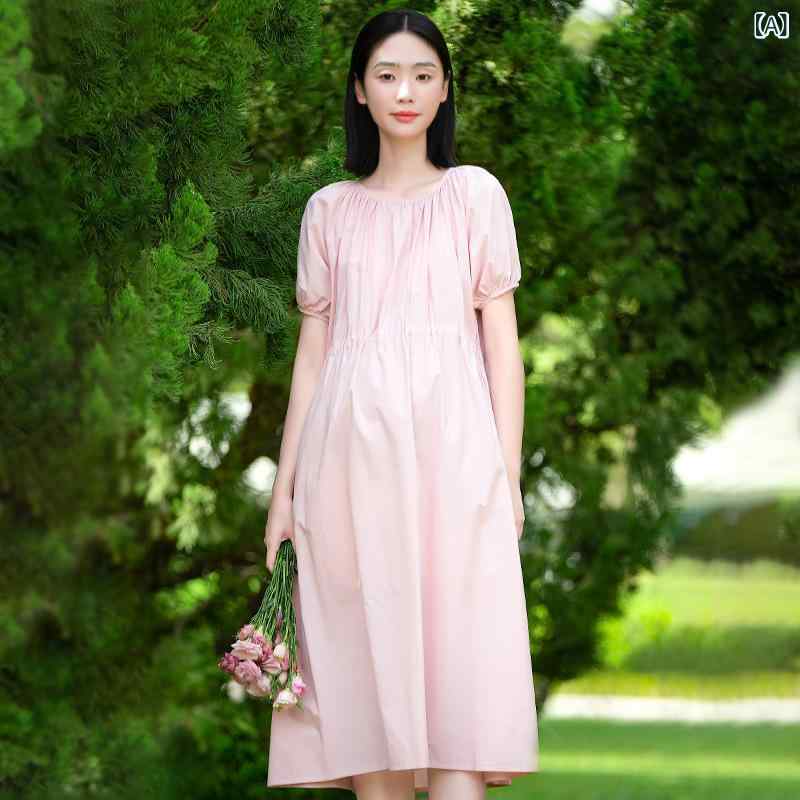 衣装 馬鹿でかい大きさ 夏 妊婦の 衣装は 夏に 綿の 新型 韓国 馬鹿でかい大きさ 半袖を 着て ゆったりしています。