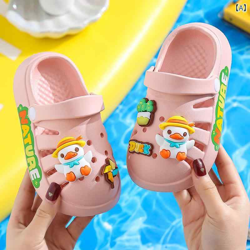 夏用 キッズ クロッグサンダル お坊っちゃん お嬢さん 愛くるしい パステル色の底 防滑 通気性 座布団 軽さ 室内履き 砂浜サンダル 穴あきひな形