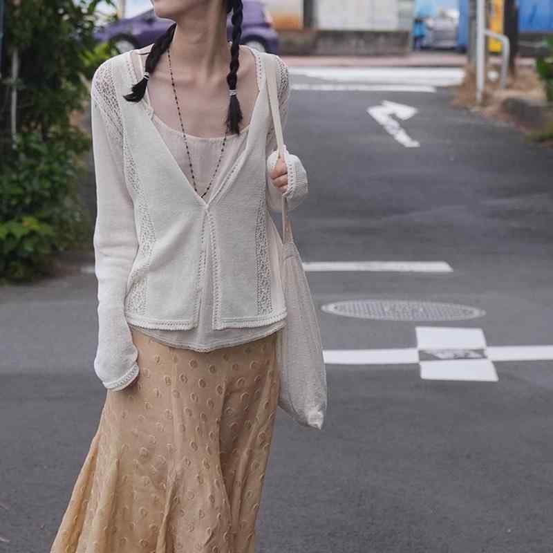 ジレー レディース 夏 ジレー レディース 夏 あり 生姜 和紙 糸 透かし 花柄 冷房装置 編み物ジレー 2026 夏 長袖 トップス