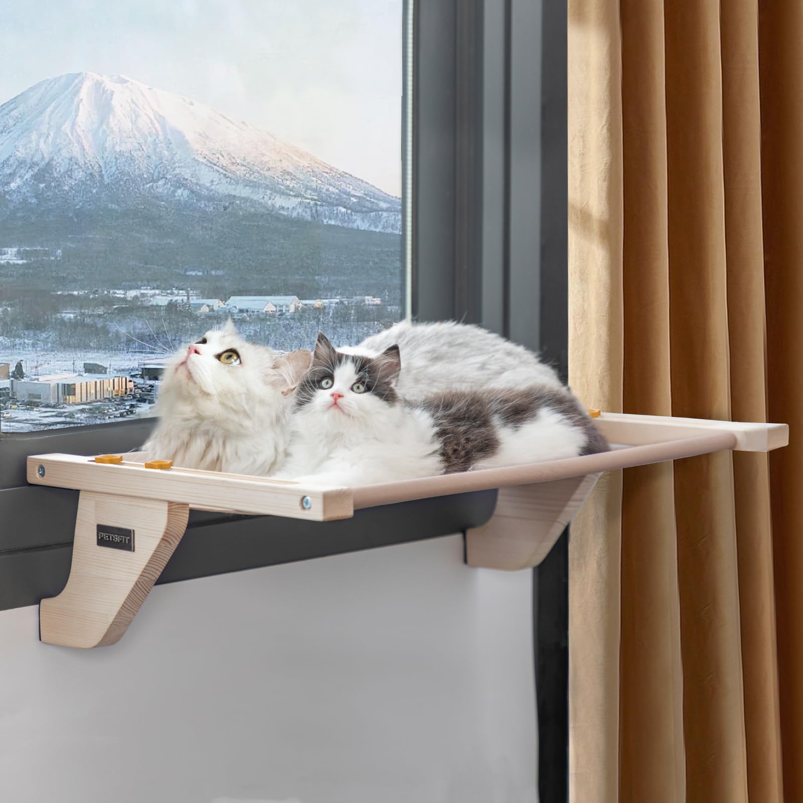猫ハンモック 猫窓ベッド 窓用ハンモック 木製 しかっりした物理構造 窓用座り台 キャットウォーク 賃貸 ウィンドウベッド 日向ぼっこ 日光浴 マット付き 取り付け式 水洗い 耐用 安定 組み立て簡単 取り外し可能なマット ストレス解消 省スペース 日本語説明書付き 7,568円
