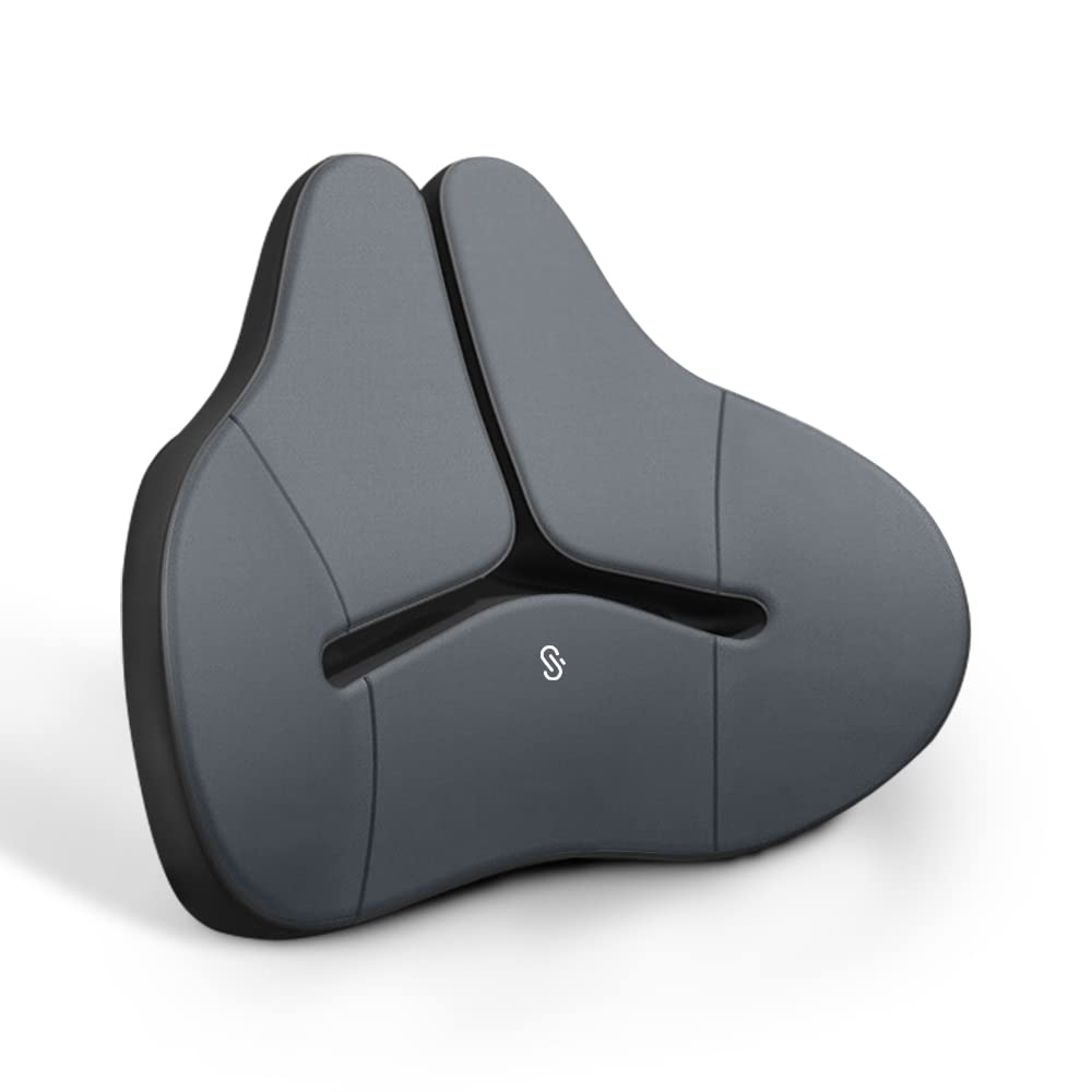 腰クッション ランバーサポート ファッション背もたれ カークッション ウェストクッション 着座 アップグレード ハイエンド 運転 腰楽 低反発 枕 通気性 人間工学 腰サポート 車用品 オフィスチェア用品 グレー