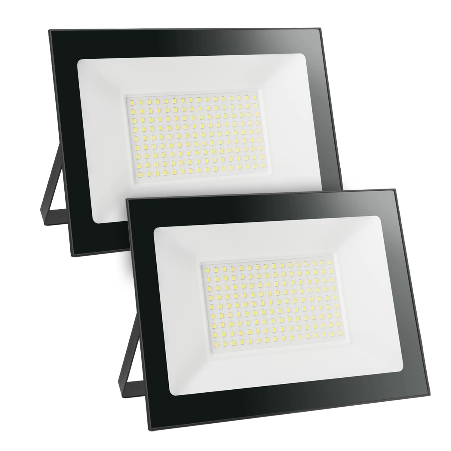 LED投光器 屋外 100W コンセント式 超薄型 作業灯 防犯灯 玄関ライト 昼光色 80-150V適用 IP66防水 自由調整 高輝度 2M 廊下 ケーブル 倉庫 ガレージ 看板灯 BBQ 庭園 夜間作業 駐車場 PSE認証済 【2Pプラグ 2個セット】