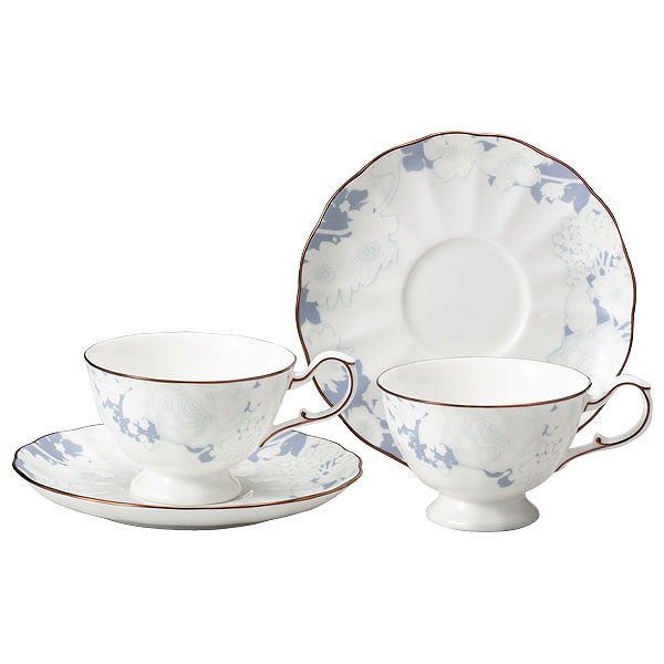 ナルミ 【Bridal Gift】ローズ・ブランシェ ティーコーヒー兼用カップ＆ソーサー 210cc 2人用 (52187-7165) 送料無料 ブランド 洋食器 高級 おしゃれ かわいい 豪華 モダン 人気 おすすめ 結婚 引き出物 ギフト