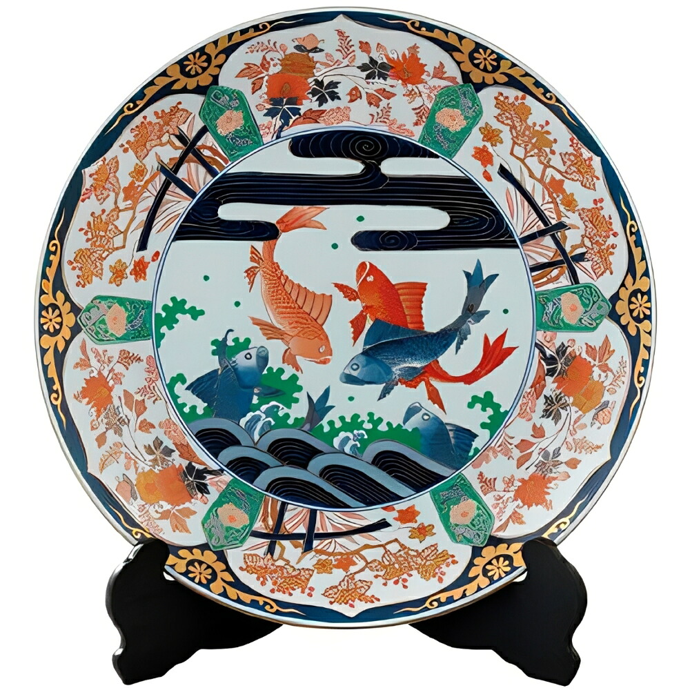 弥左ヱ門 15寸皿 染錦間取鯉絵 木箱入・皿立付 送料無料 ブランド 洋食器 高級 おしゃれ かわいい 豪華 モダン 人気 おすすめ 結婚 引き出物 ギフト|ル・銀座