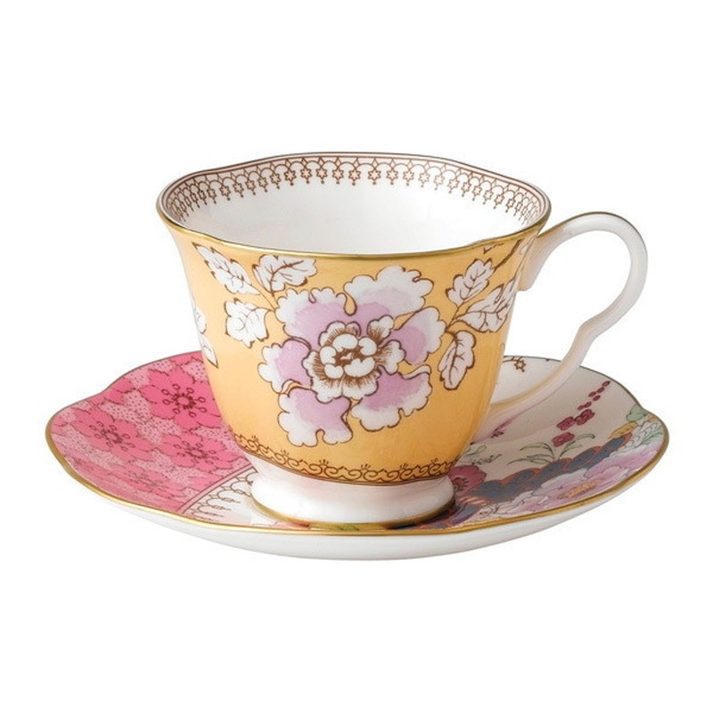 ウェッジウッド WEDGWOOD ハーレークイン バタフライブルーム お茶優勝杯＆平円盤 黄色