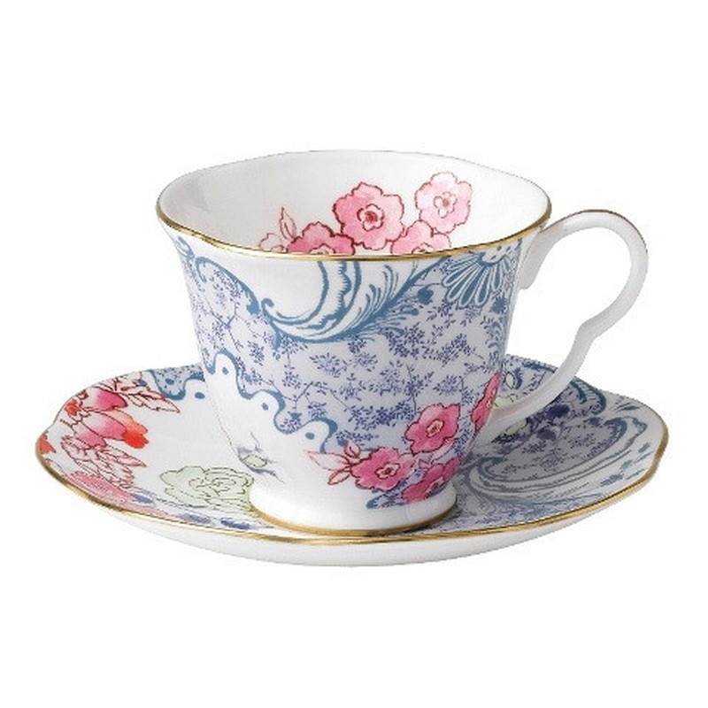ウェッジウッド WEDGWOOD ハーレークインバタフライブルーム 紅茶優勝杯＆平円盤 青色＆サクラ色