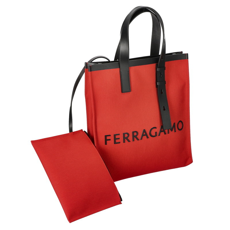 フェラガモ FERRAGAMO 241297 FABRIC/FLAMERED/NERO トートバッグ