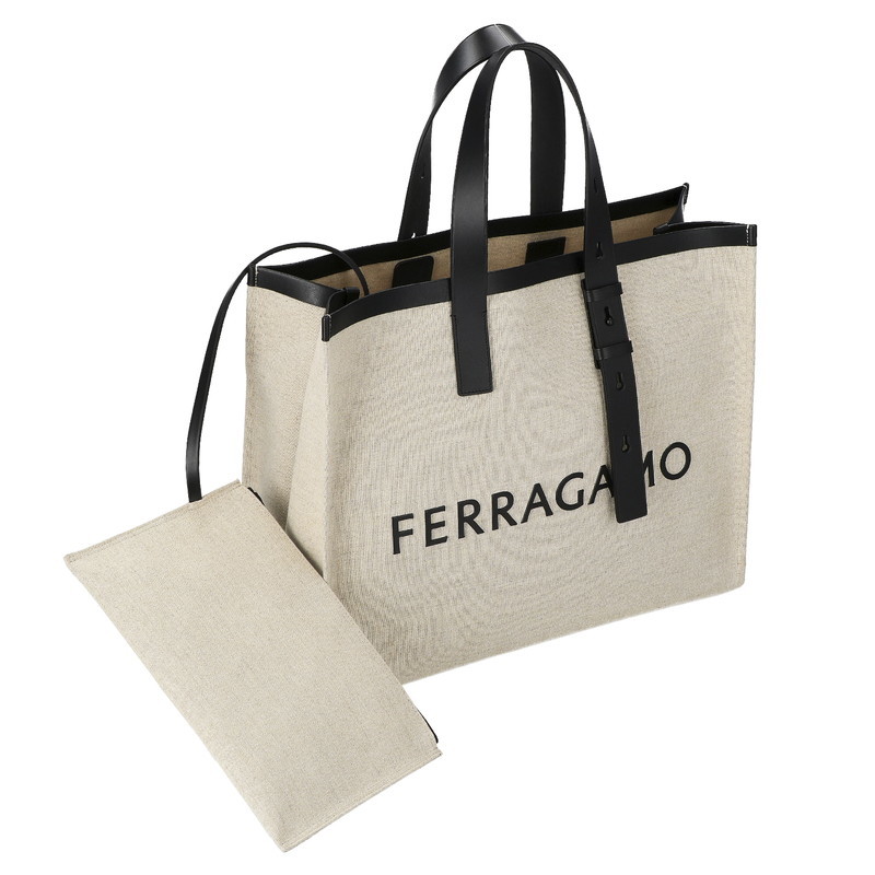 フェラガモ FERRAGAMO 241298 FABRIC/NAT/NERO トートバッグ 貨物輸送無料 ブランド名 御前上等 差し上げ物 差し上げ物 差し上げ物 生まれ落ちる日