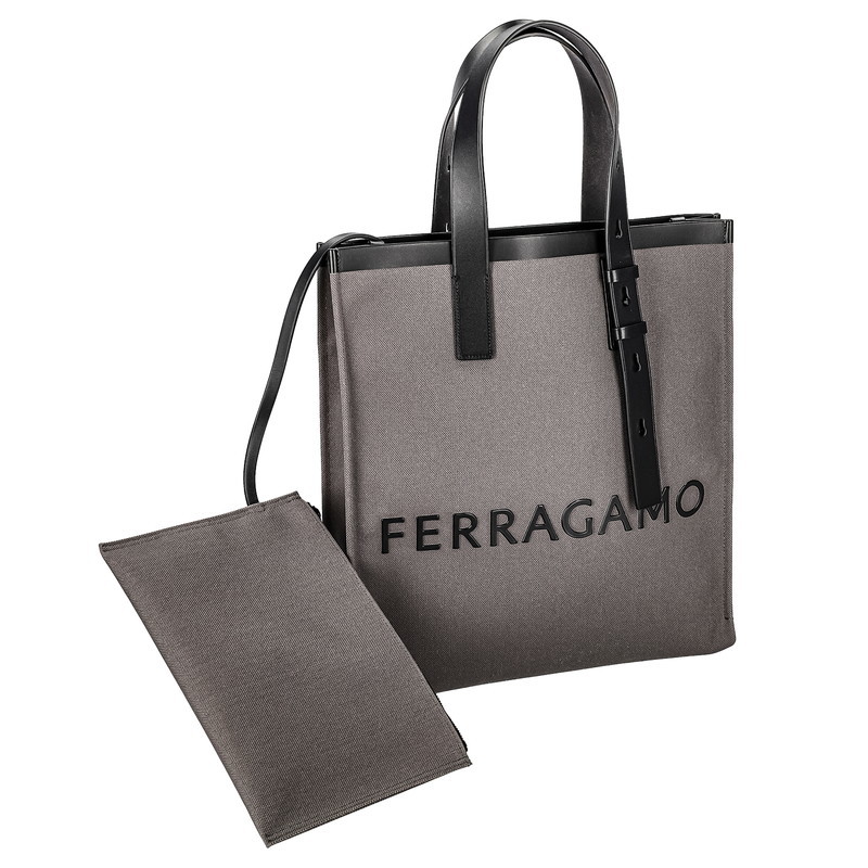 フェラガモ FERRAGAMO 241297 FABRIC/DGY/NERO トートバッグ
