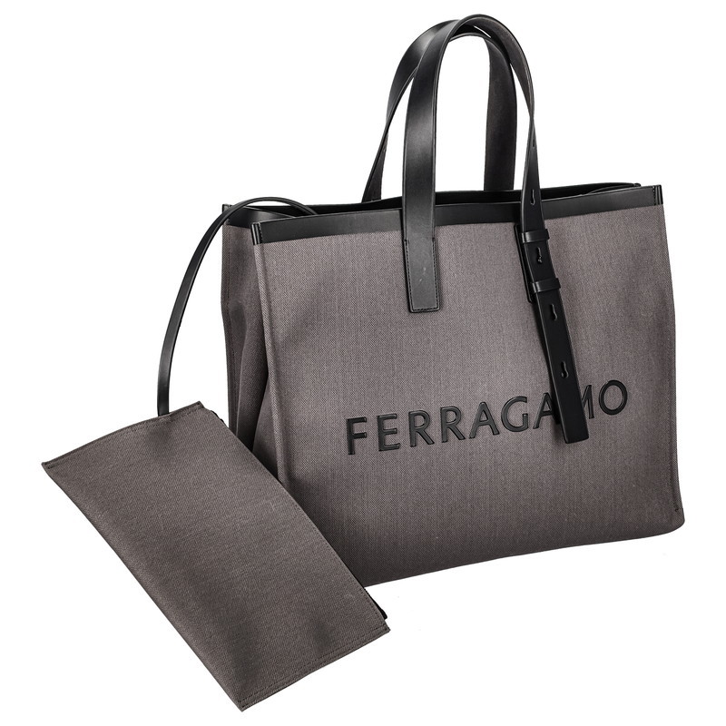 フェラガモ FERRAGAMO 241298 FABRIC/DGY/NERO トートバッグ