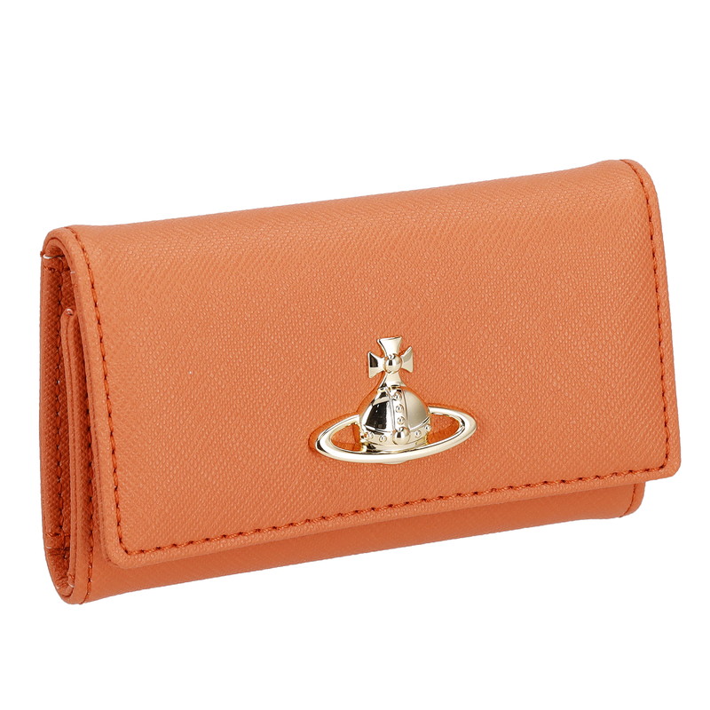 まつ様ヴィヴィアンウエストウッド ダブルフラップ キーケース 4連 オレンジ Vivienne Westwood ヴィヴィアンウエストウッド キーケース