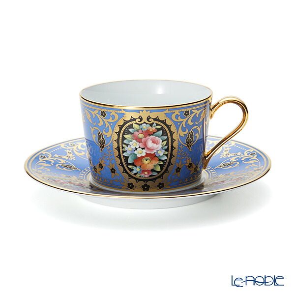 ノリタケ オマージュコレクション H-765J／T2401 カプチーノ碗皿(青絵花文) 食器 Noritake コーヒーカップアンドソーサー デミタスカップ モカカップ｜ブランド洋食器の店ル・ノーブル