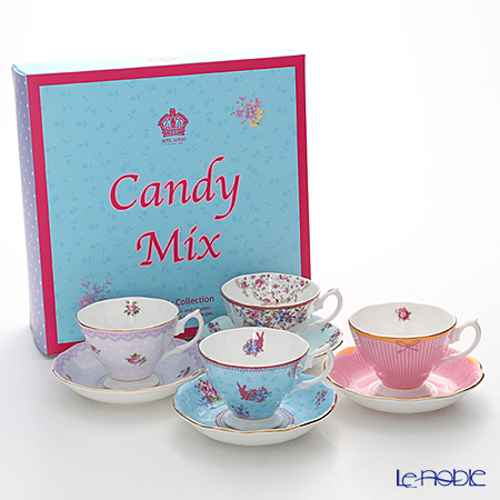 Candy by Royal Albert Mixed Teetasse und Untertassen Set von 4