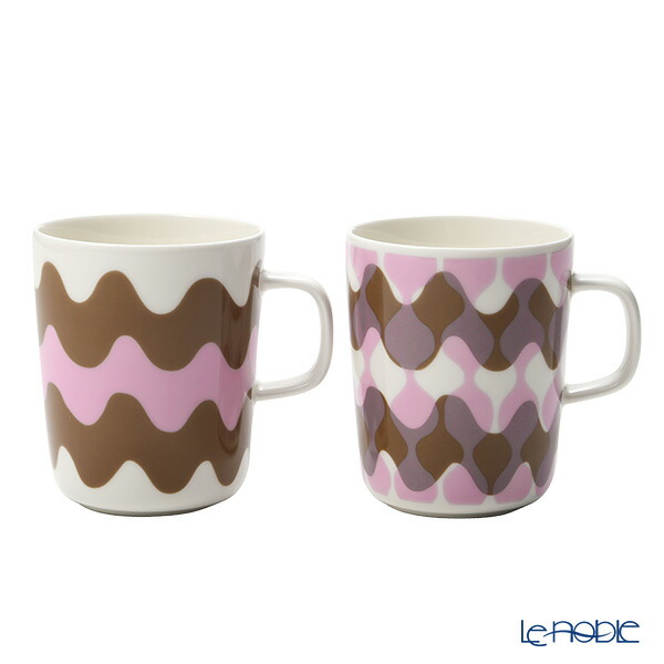 マリメッコ Marimekko Lokki Pergola ロッキ ペルゴラ カモメと日陰棚 マグカップセット 250ml ブラウン パープルピンク 内祝い 結婚祝い かわいい 食器 ブランド 138 22ss おしゃれ 北欧