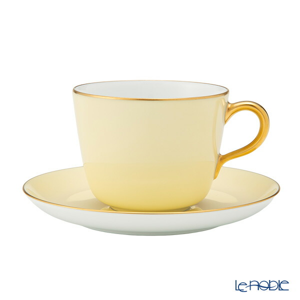 【P10倍・クーポン】大倉陶園 色蒔き ティーカップ＆ソーサー／モーニング碗皿 295ml クリーム 1081／26C ブランド食器 日本製 ティーカップアンドソーサー
