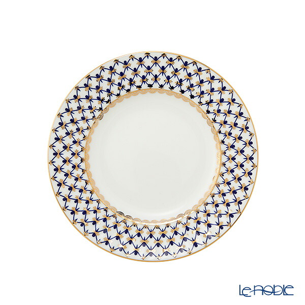 【P10倍・クーポン】ロシア食器 インペリアル・ポーセリン コバルトネット プレート 15cm ウェイブ ロモノーソフ陶磁器 プレート お皿 ディッシュ 小皿|ブランド洋食器の店ル・ノーブル